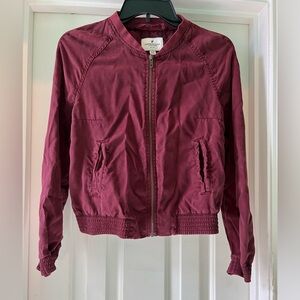 AMERICAN EAGLE OUTFITTER WOMENS SIZE XS BURGUNDY FULL ZIP BOMBER JACKET